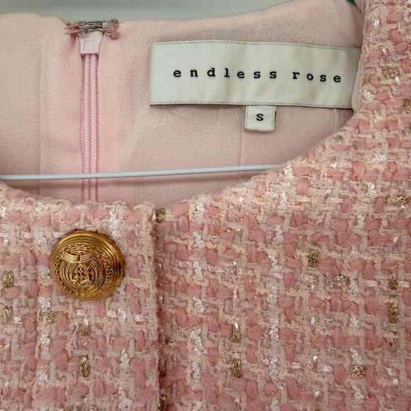 Endless Rose Pink Tweed Mini Dress Size S Brand New - Picture 6 of 7